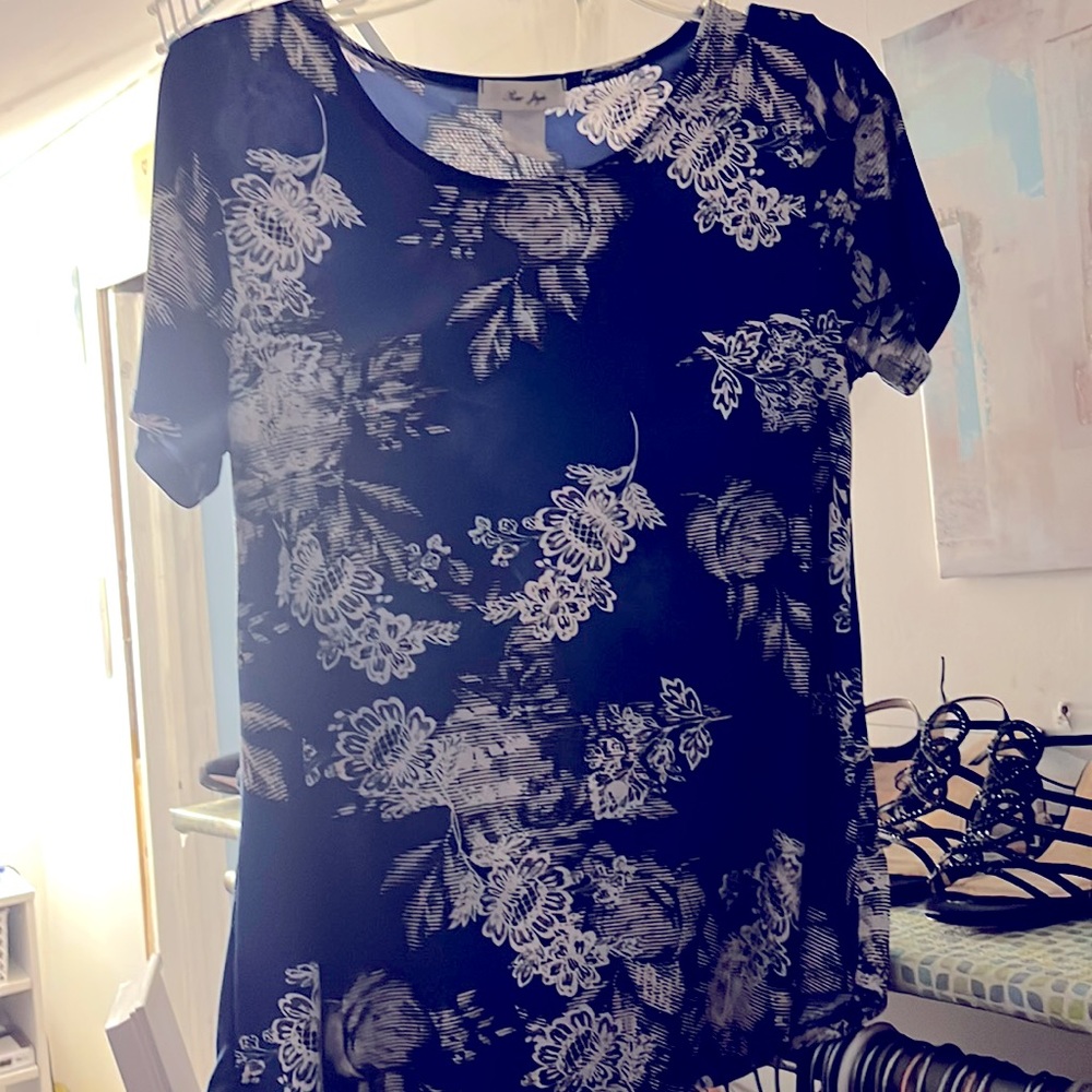 Royal blue flowered shirt